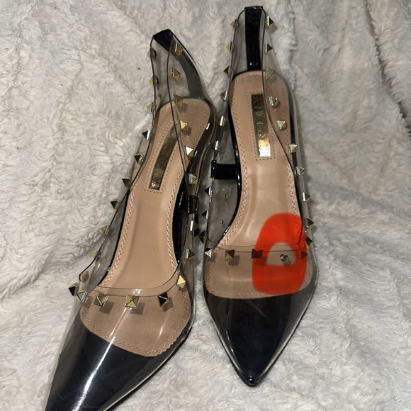 Clear Gold Studded Stiletto Heels - Picture 5 of 5